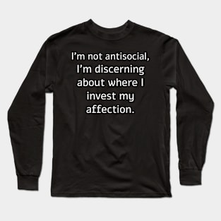 Discerning Affection in Introvert Style Long Sleeve T-Shirt